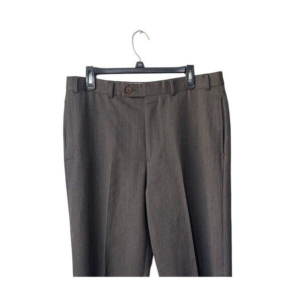 Brooks Brothers 346 Mens Dress Pants 35x32 Wool Madison Fit Pleated Brown - Picture 2 of 9